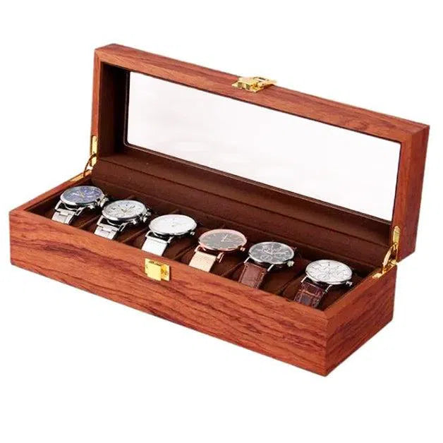 Uhrenbox Nussbaum Classic – Für 6 Uhren – Ansicht 1
