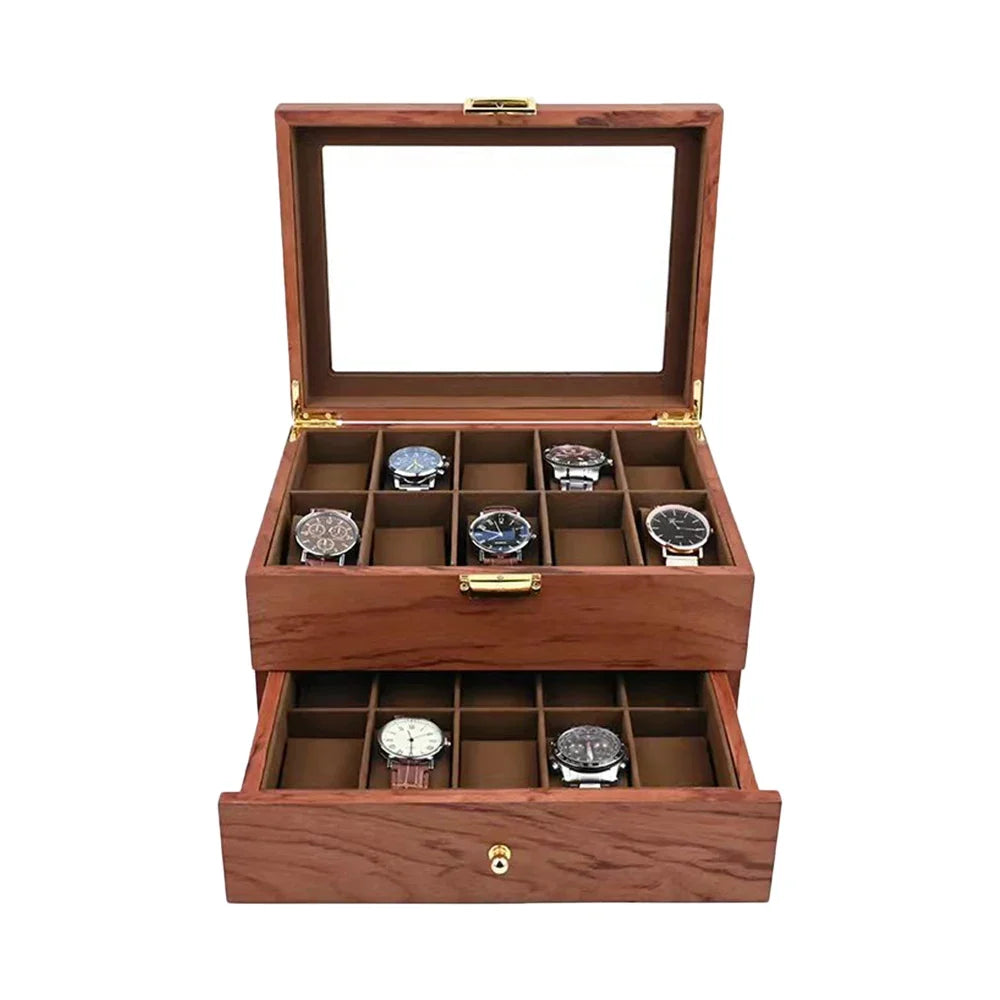 Uhrenbox Teak Classic Double – Für 20 Uhren – Ansicht 1